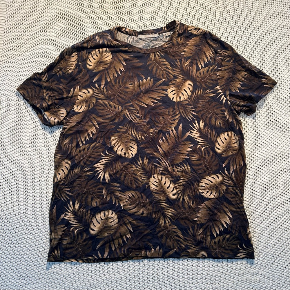 Vince Tropical Leaf Print Shirt Size XL